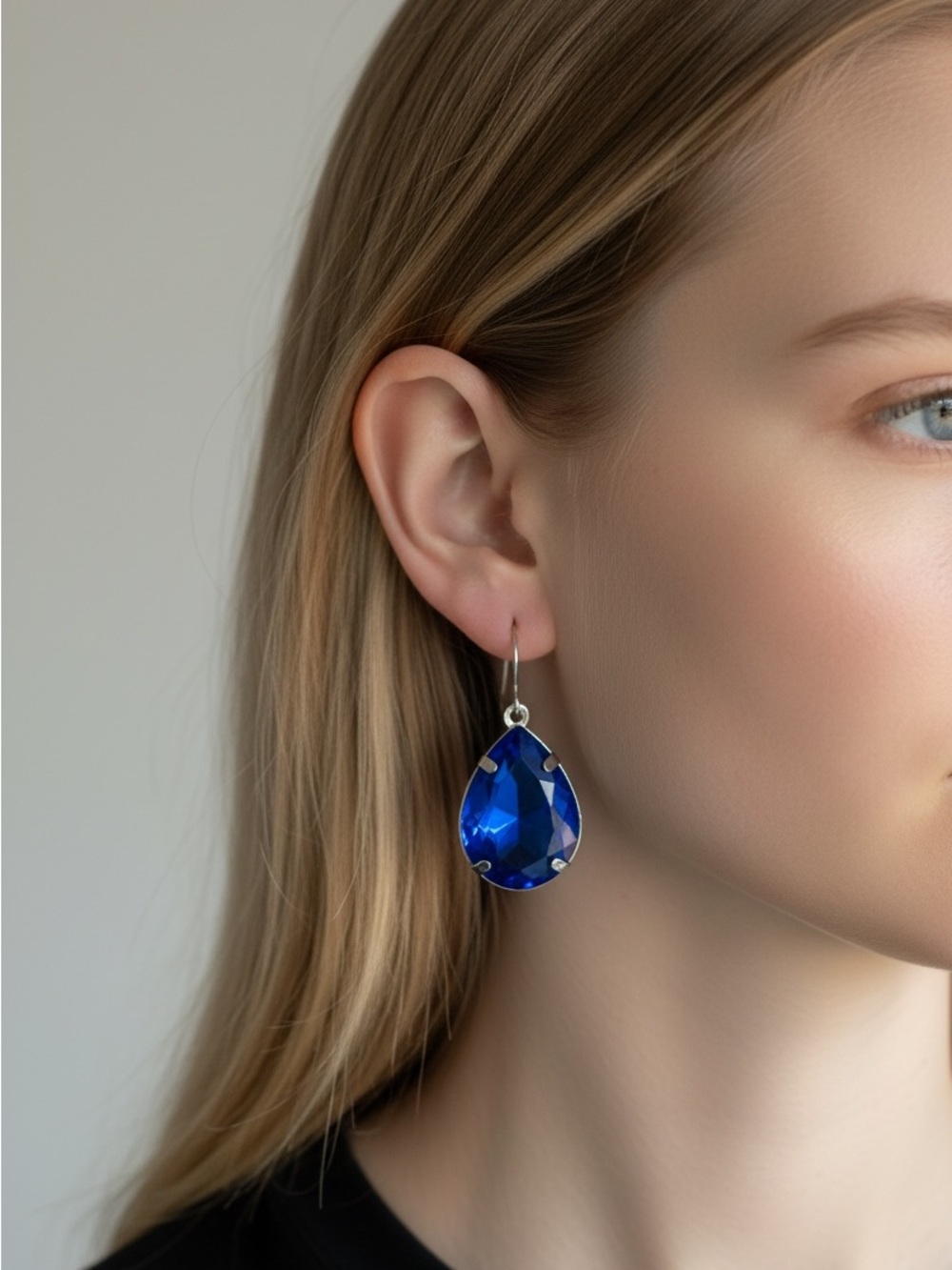 10/25 Blue Teardrop Crystal Drop Earrings - Women Jewelry